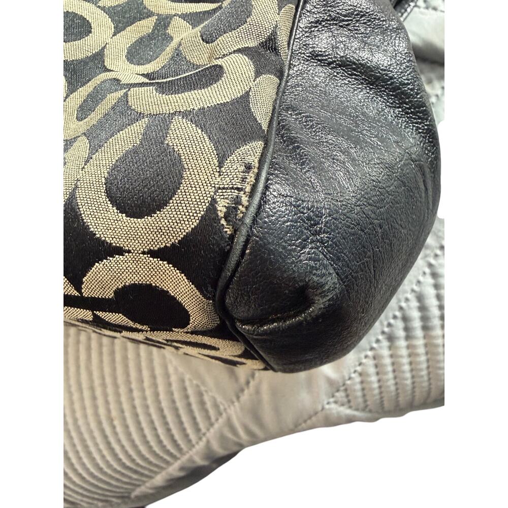 Coach Op Art Signature Black Tan Jacquard Leather Shoulder Bag Purse Y2K 2000's - Picture 3 of 13